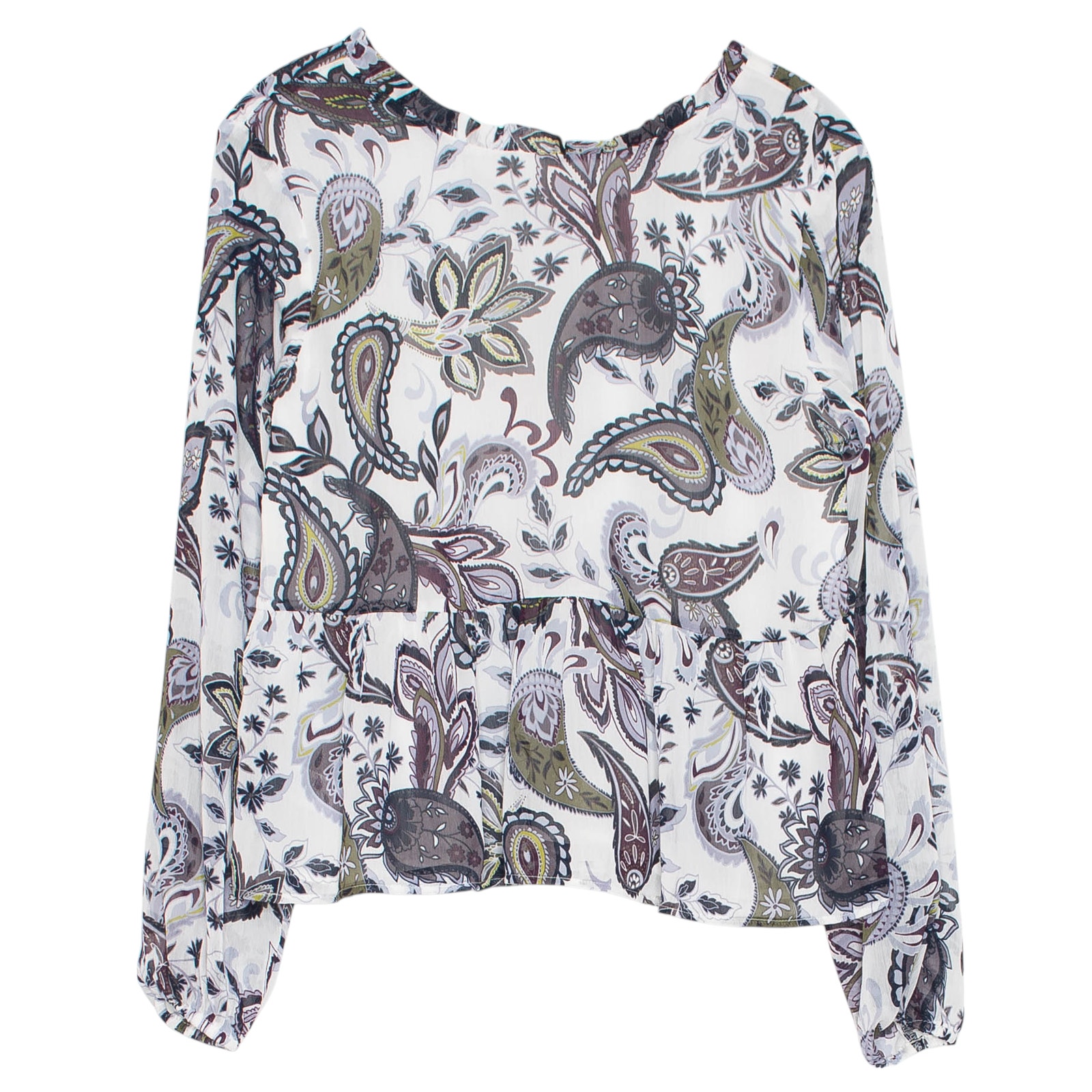 Nwt Loft Peplum Top Sheer Floral Paisley Boho Peasant Cottagecore Lightweight Xs